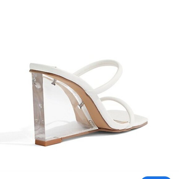 BNIB Steve Madden Clear Wedge Heels White Polat Transparent Size 10 - Picture 2 of 6